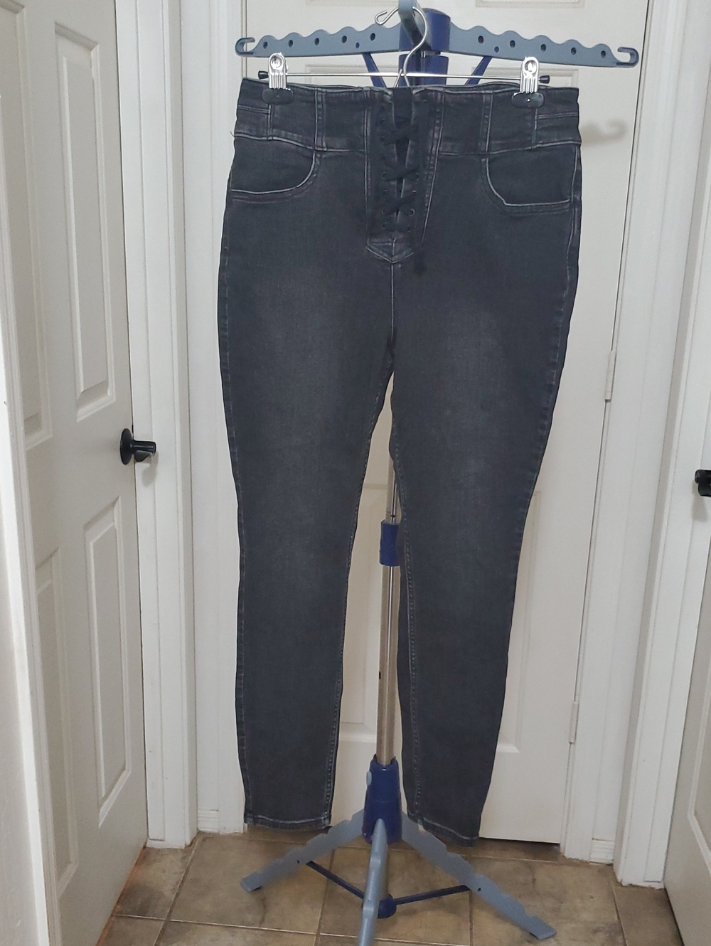 We The Free Black Lace-Up Skinny Jeans